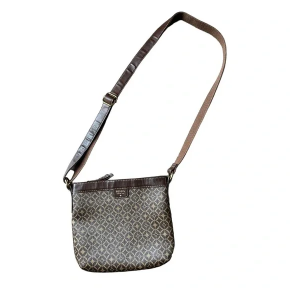Fossil Issue Number 1954 Women’s Brown and Tan Crossbody Adjustable Strap Purse - Picture 2 of 11